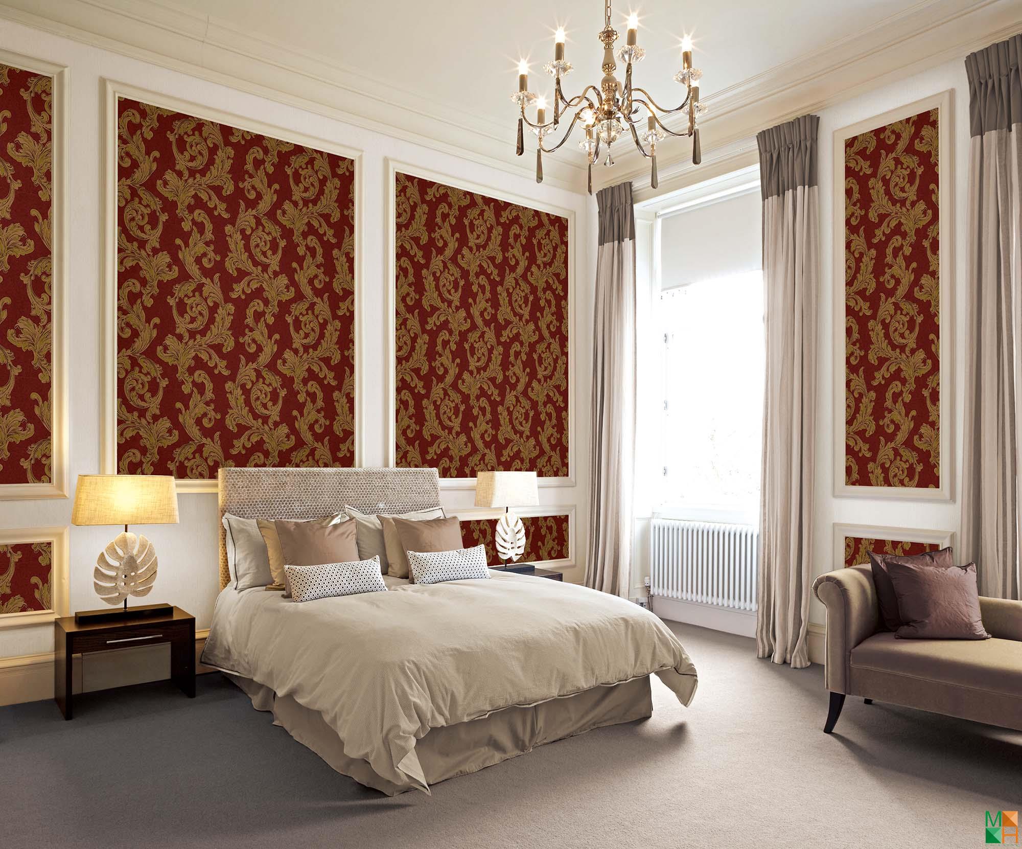 Giấy dán tường cổ điển tạo điểm nhấn với sắc đỏ 59270_3